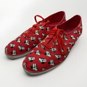 Disney Keds Minnie Mouse Red Canvas Sneakers Women’s 11 Lace Up Casual Shoes Fun